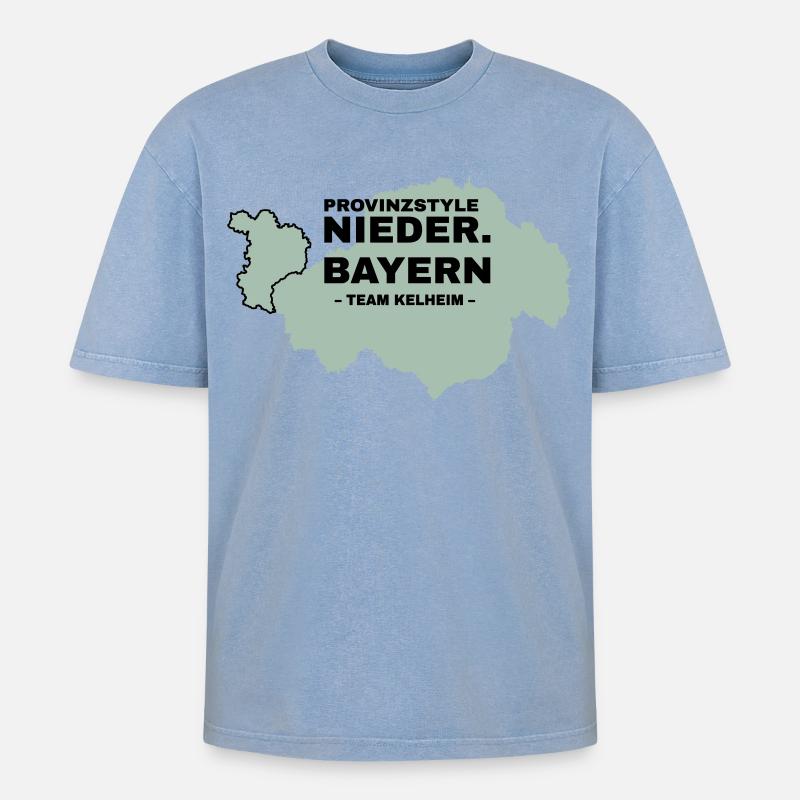 Basse-Bavière | KELHEIM - T-shirt Premium unisexe oversize acid-washed - bleu délavé acide