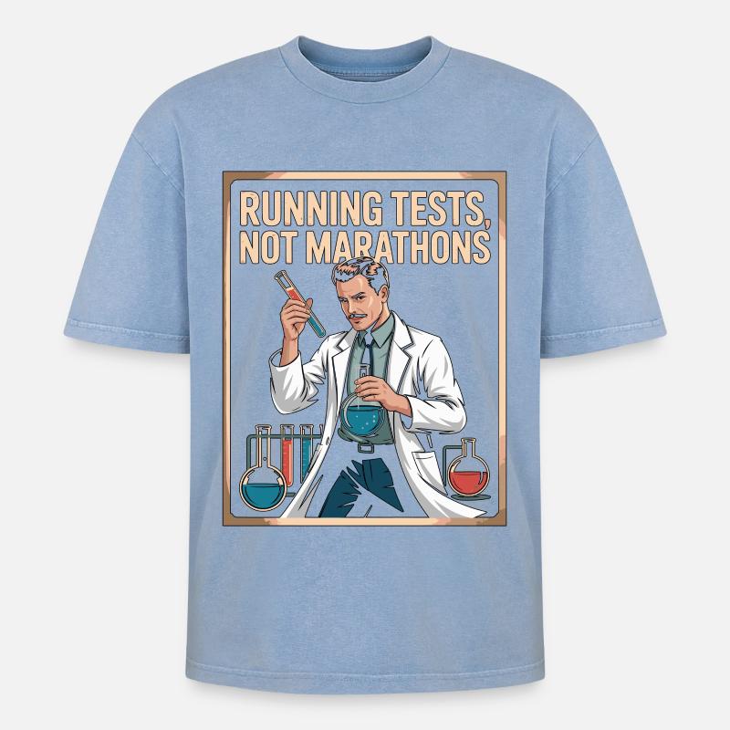 Lab Technician Running Tests Medical Technologist - Oversized Unisex Premium Acid-Washed T-Shirt - Blau Acid Wash