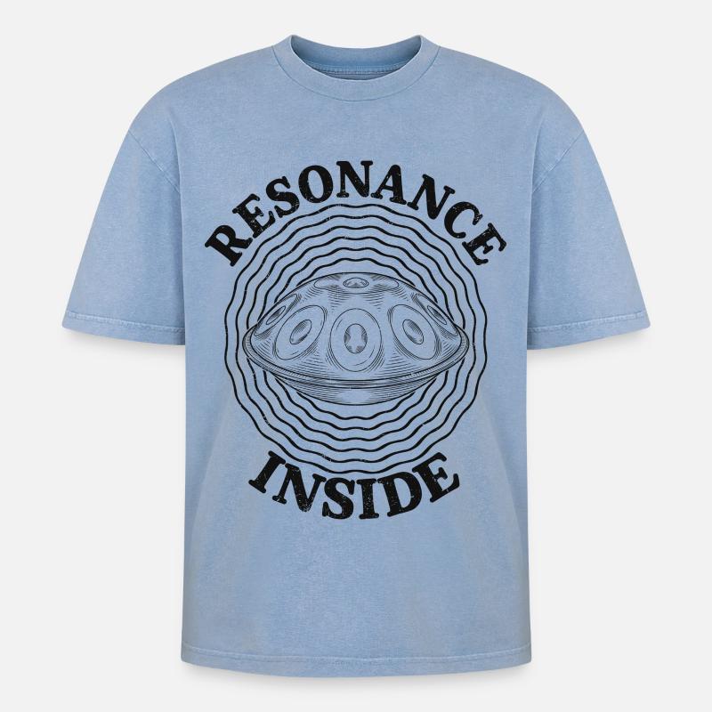 Resonance Inside Handpan - Oversized Unisex Premium Acid-Washed T-Shirt - Blau Acid Wash