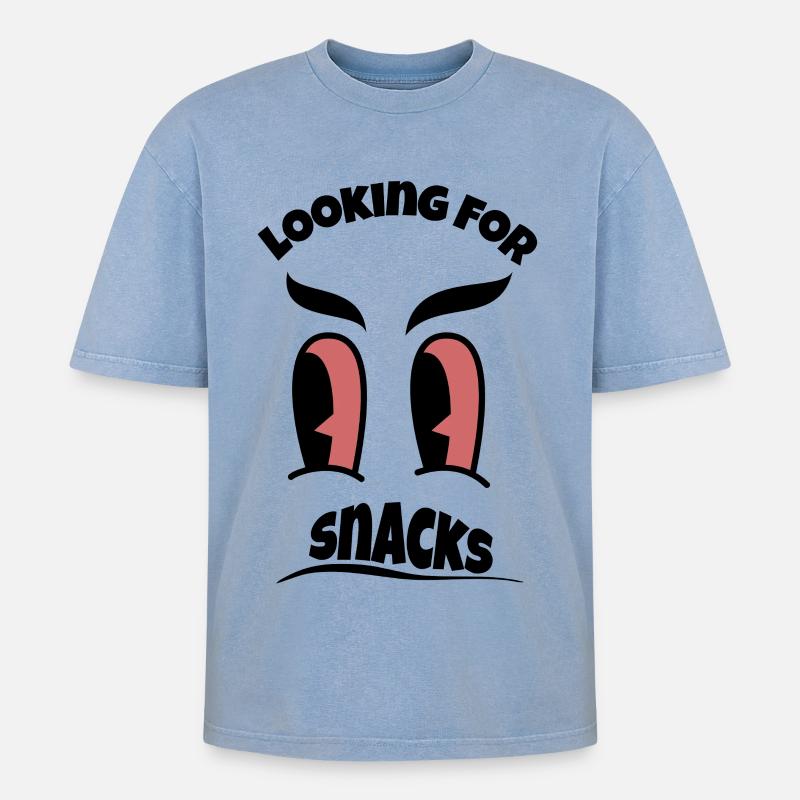Looking for Snacks - Oversized Unisex Premium Acid-Washed T-Shirt - Blau Acid Wash