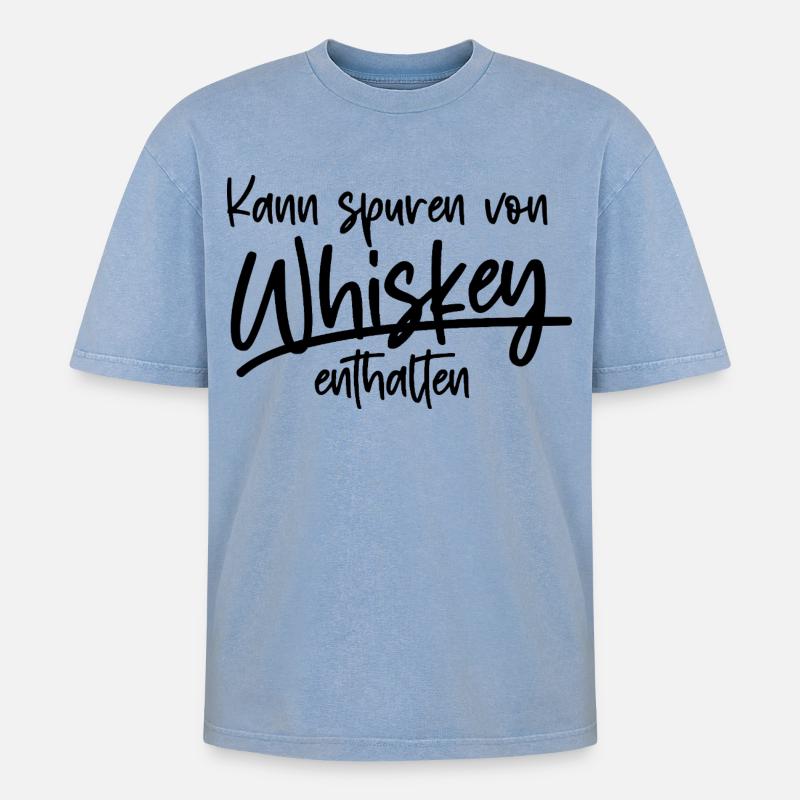 Whiskey - Oversized Unisex Premium Acid-Washed T-Shirt - Blau Acid Wash