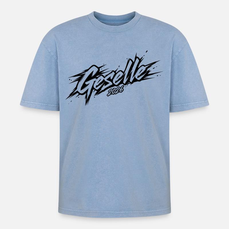 Compagnon 2026 - T-shirt Premium unisexe oversize acid-washed - bleu délavé acide