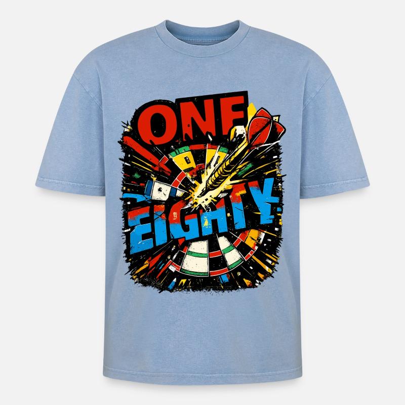 Dart One Eighty - Oversized Unisex Premium Acid-Washed T-Shirt - Blau Acid Wash