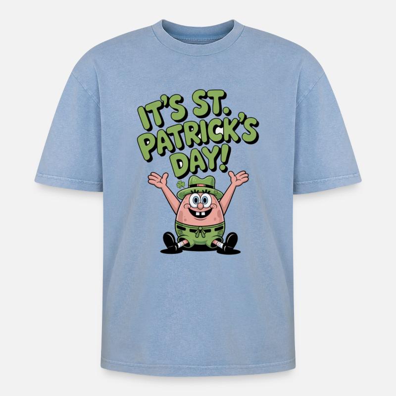 Étoile de mer verte St Patrick Design - T-shirt Premium unisexe oversize acid-washed - bleu délavé acide