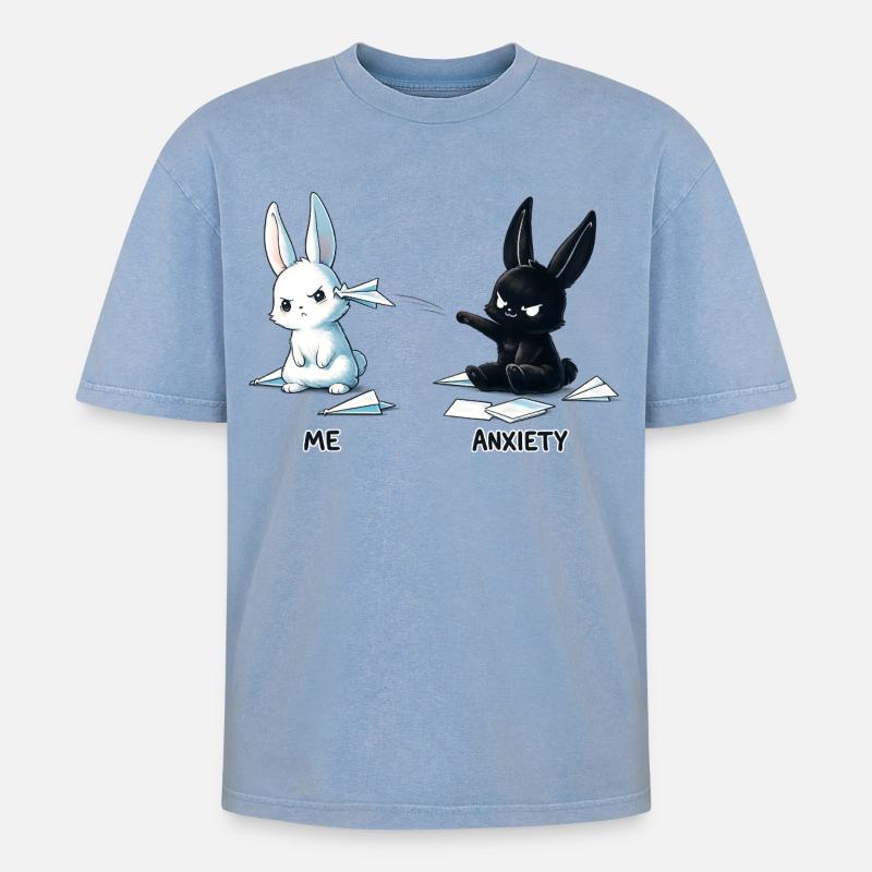 Conception du mème Fear Bunny - T-shirt Premium unisexe oversize acid-washed - bleu délavé acide