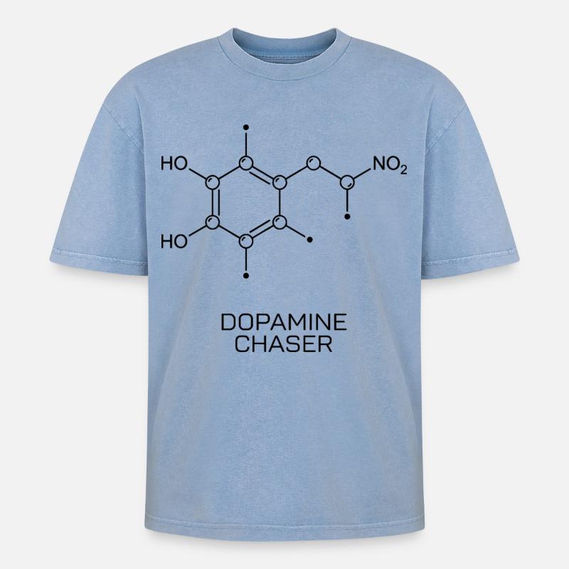 Dopamine Chaser Molekül - Oversized Unisex Premium Acid-Washed T-Shirt - Blau Acid Wash
