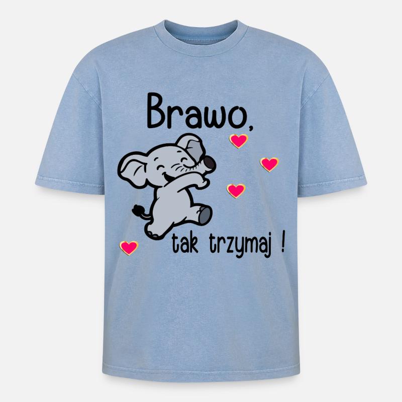 Bravo, mach weiter so. - Oversized Unisex Premium Acid-Washed T-Shirt - Blau Acid Wash