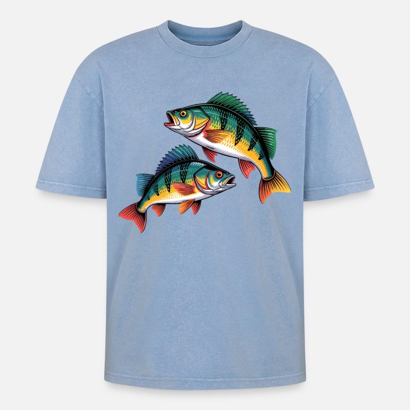 two perch - Oversized Unisex Premium Acid-Washed T-Shirt - acid washed blue