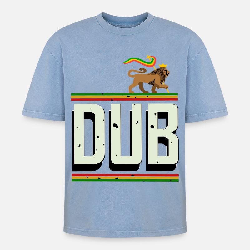 Dub Reggae - Oversized Unisex Premium Acid-Washed T-Shirt - Blau Acid Wash