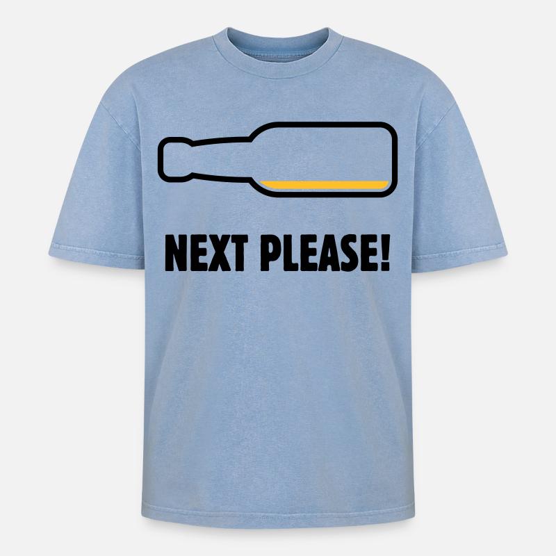 Next Please! (Bier / Bierchen / POS 2C) - Oversized Unisex Premium Acid-Washed T-Shirt - Blau Acid Wash