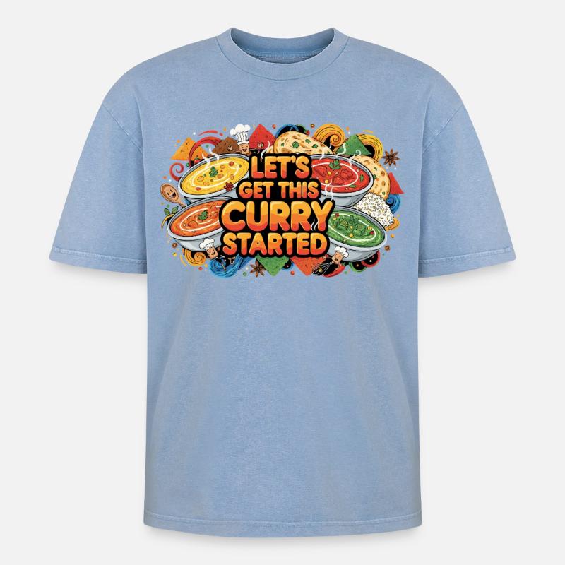 Let's get Curry started - Oversized Unisex Premium Acid-Washed T-Shirt - Blau Acid Wash