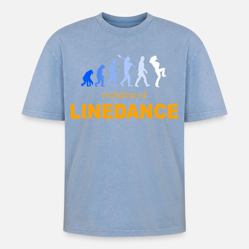 Evolution of Linedance - Oversized Unisex Premium Acid-Washed T-Shirt - Blau Acid Wash