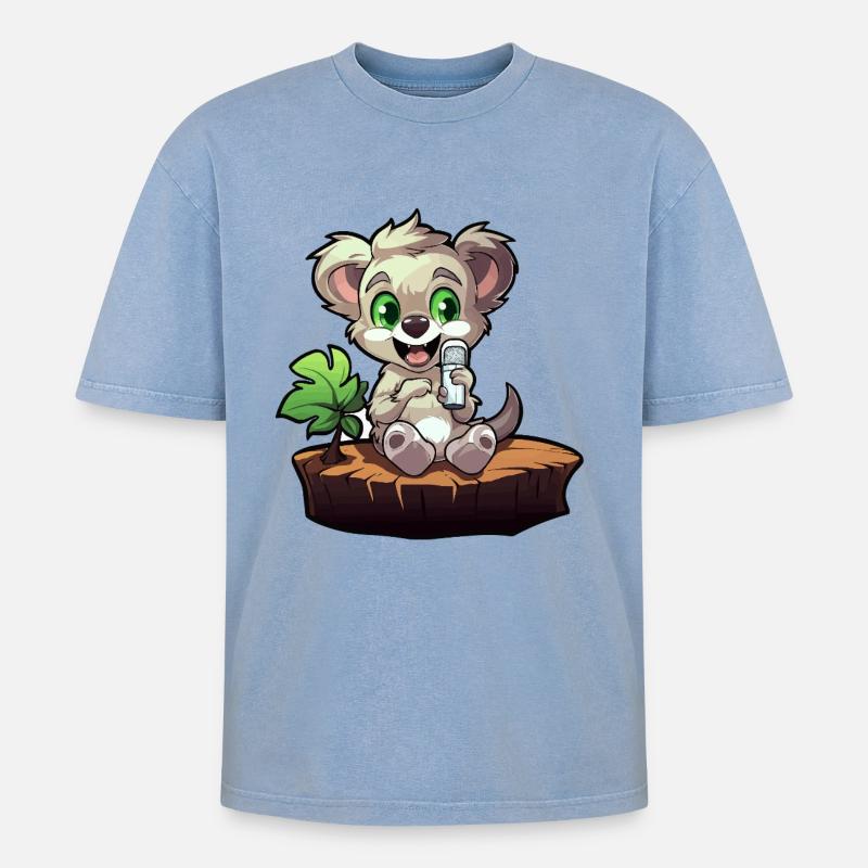 Petit koala sur la souche - T-shirt Premium unisexe oversize acid-washed - bleu délavé acide