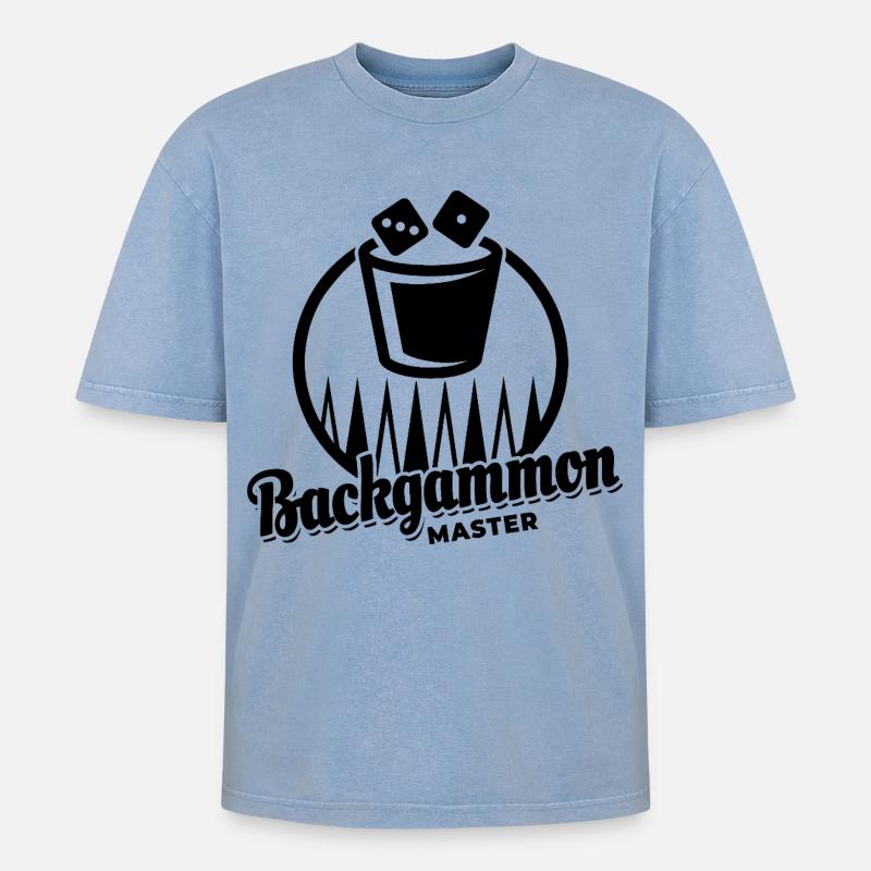 Backgammon Master | Brettspiel | Geschenk - Oversized Unisex Premium Acid-Washed T-Shirt - Blau Acid Wash