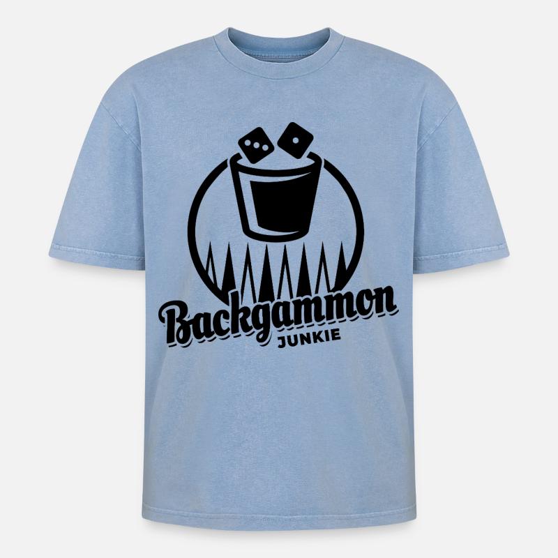 Backgammon Junkie | Board Game | Gift - Oversized Unisex Premium Acid-Washed T-Shirt - acid washed blue
