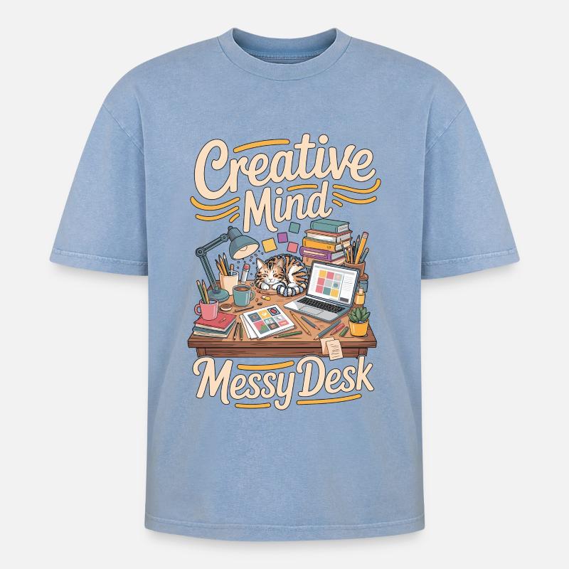 Graphic Designer Creative Mind Visual Designer - Oversized Unisex Premium Acid-Washed T-Shirt - Blau Acid Wash