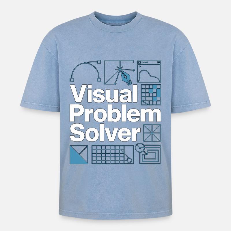 Graphic Designer Visual Problem Creative Designer - Oversized Unisex Premium Acid-Washed T-Shirt - Blau Acid Wash