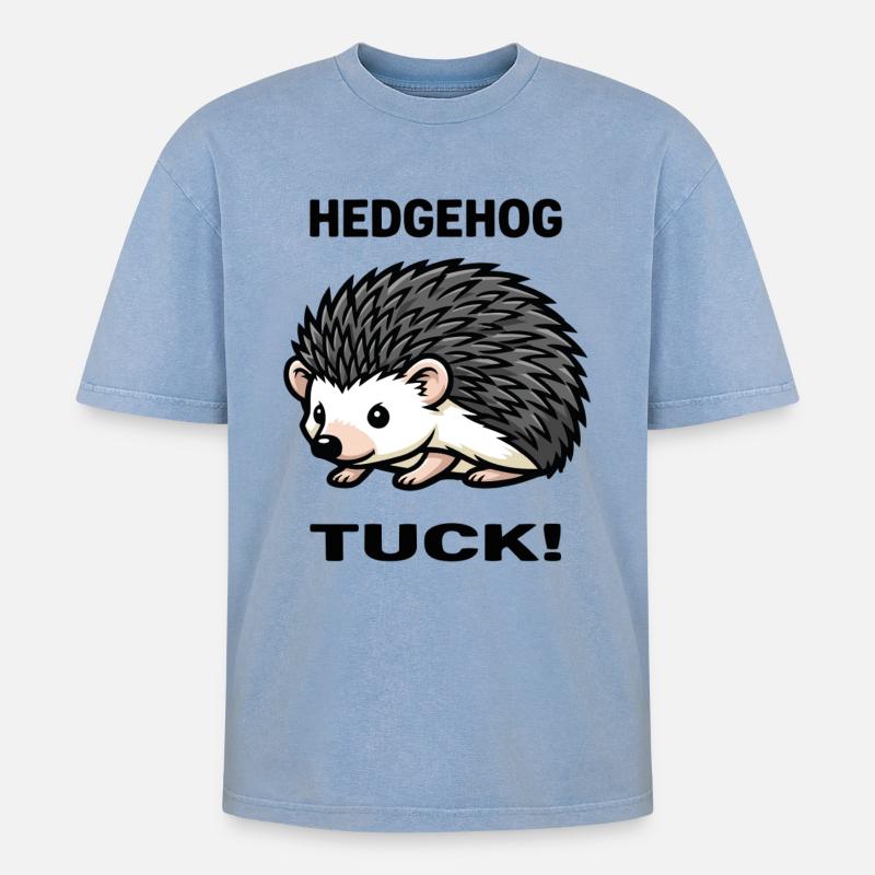 Igel-Igel-Igel-Dornengarten - Oversized Unisex Premium Acid-Washed T-Shirt - Blau Acid Wash