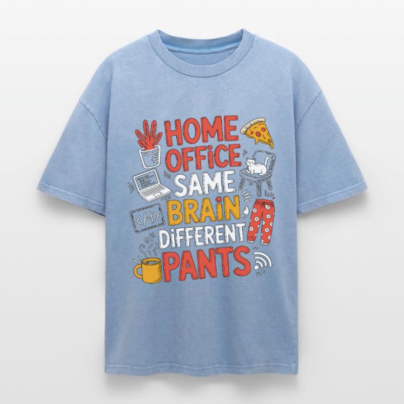 Remote Developer Home Office Same Web Developer Oversized Unisex Premium Acid-Washed T-Shirt