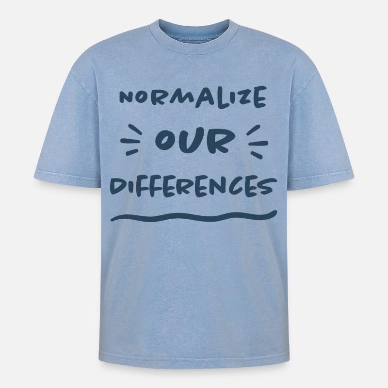 Normalize our Differences - Inclusion - Oversized Unisex Premium Acid-Washed T-Shirt - acid washed blue