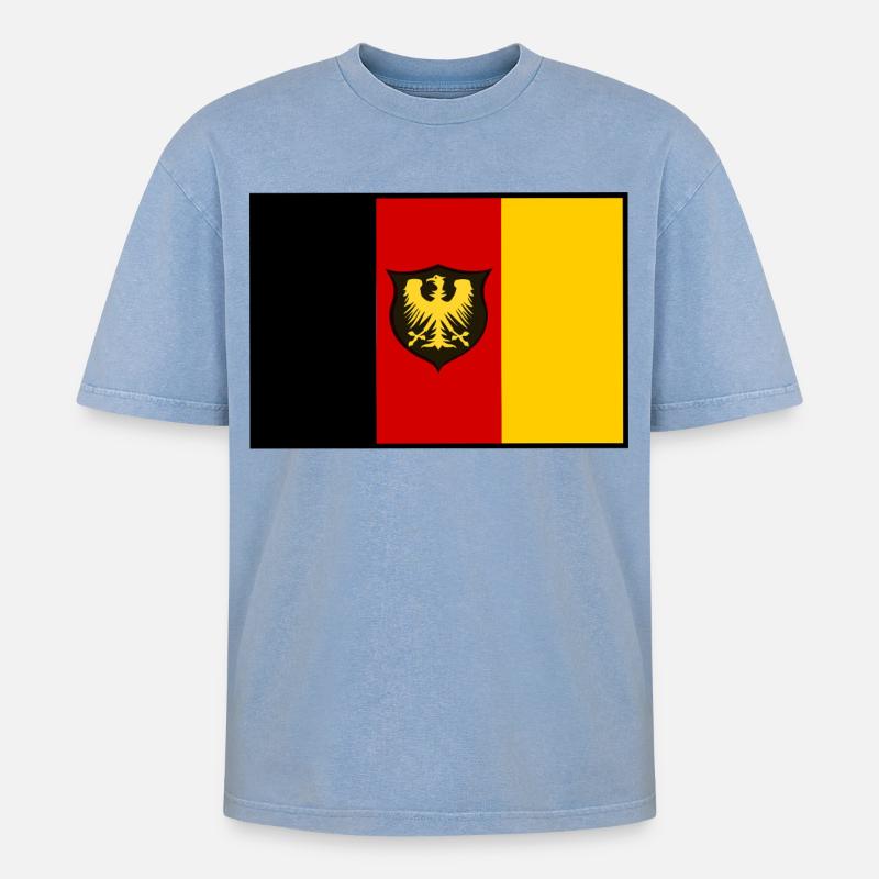 Drapeau de l’aigle NoirRedGold Shield - T-shirt Premium unisexe oversize acid-washed - bleu délavé acide