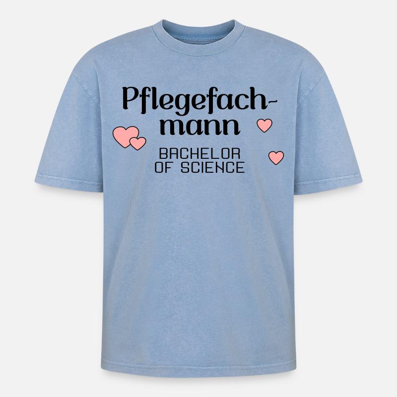 Pflegefachmann Studium Abschluss - Oversized Unisex Premium Acid-Washed T-Shirt - Blau Acid Wash