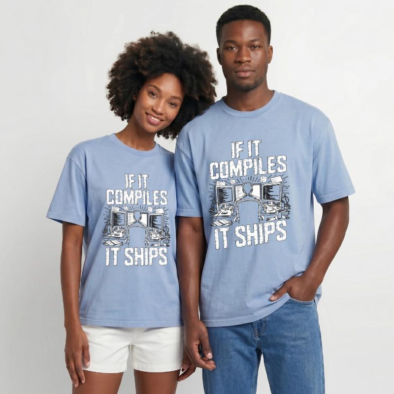 Game Developer If It Compiles It Gaming Programmer Oversized Unisex Premium Acid-Washed T-Shirt