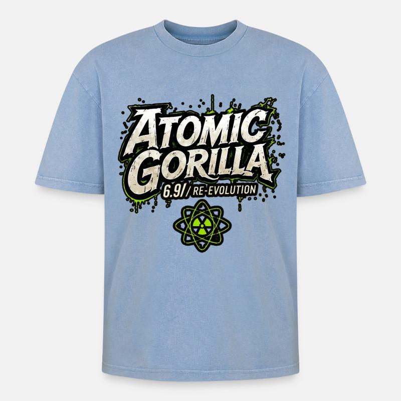Réévolution du gorille atomique - T-shirt Premium unisexe oversize acid-washed - bleu délavé acide