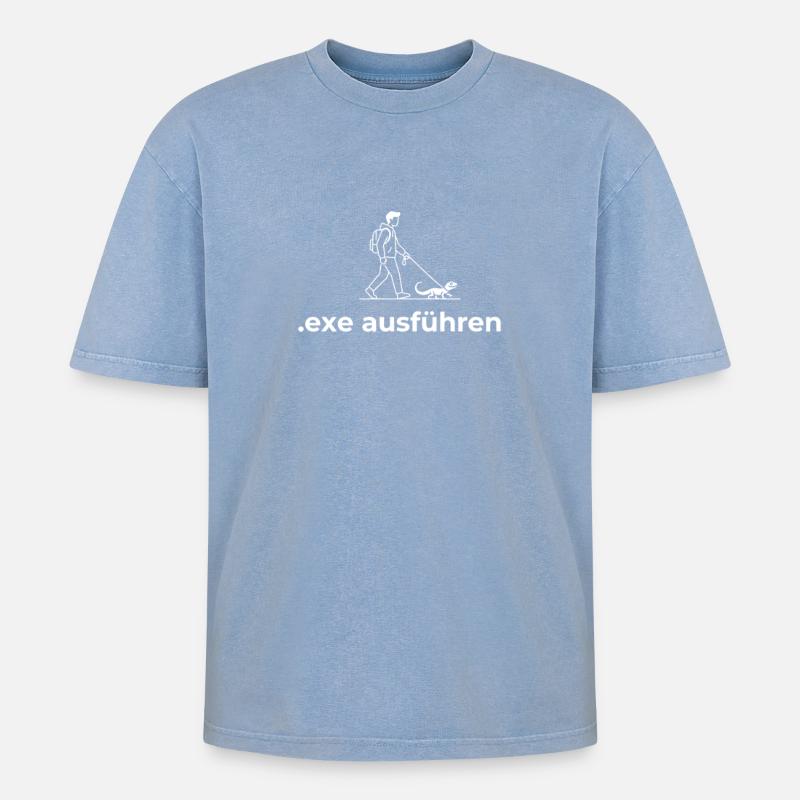 Sys Admin Programmierer Informatiker - Oversized Unisex Premium Acid-Washed T-Shirt - Blau Acid Wash