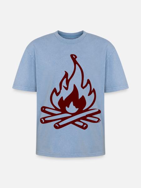 Silhouette Feu de camp rouge - T-shirt Premium unisexe oversize acid-washed - bleu délavé acide