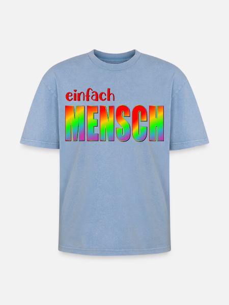 MENSCH INKLUSION VIELFALT - Oversized Unisex Premium Acid-Washed T-Shirt - Blau Acid Wash