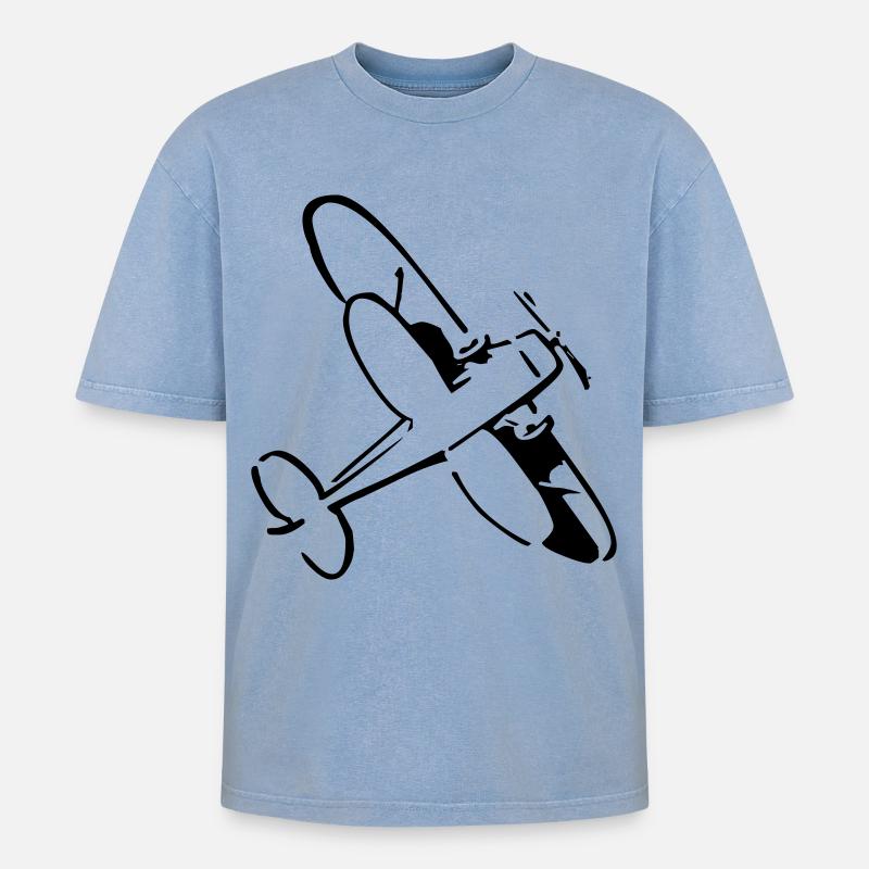 FLUGZEUG - T-shirt Premium unisexe oversize acid-washed - bleu délavé acide