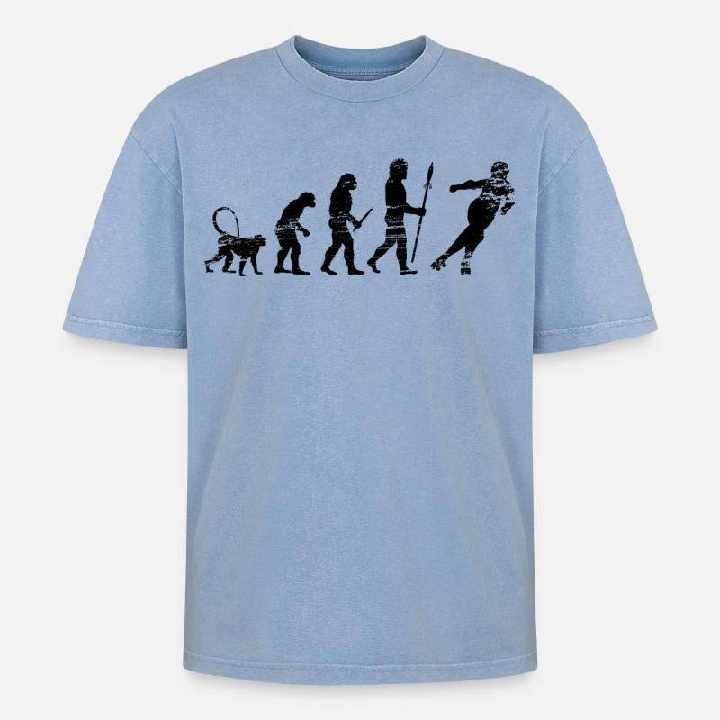 Entwicklung eines Rollschuhläufers - Oversized Unisex Premium Acid-Washed T-Shirt - Blau Acid Wash