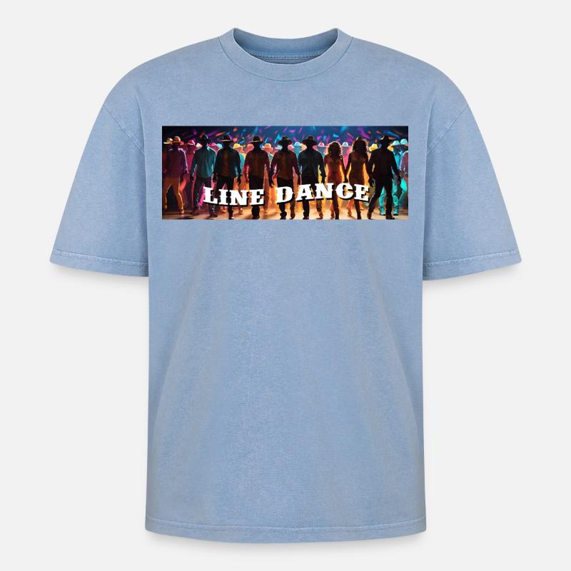 Line dance group dancing - Oversized Unisex Premium Acid-Washed T-Shirt - acid washed blue