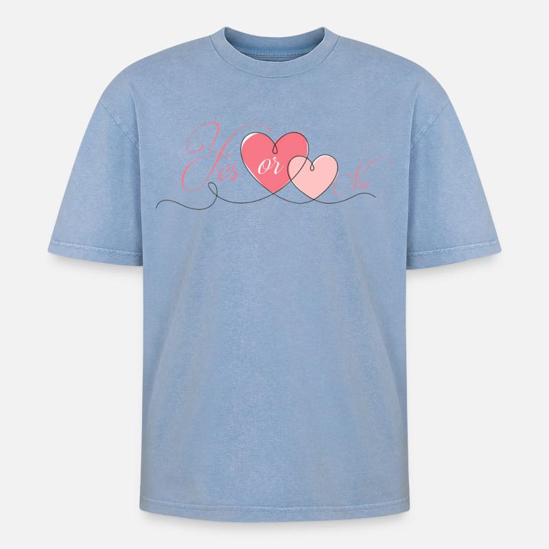 JA ODER NEIN - Oversized Unisex Premium Acid-Washed T-Shirt - Blau Acid Wash