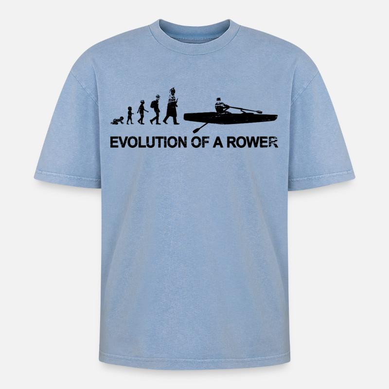 Rower Evolution - Oversized Unisex Premium Acid-Washed T-Shirt - acid washed blue