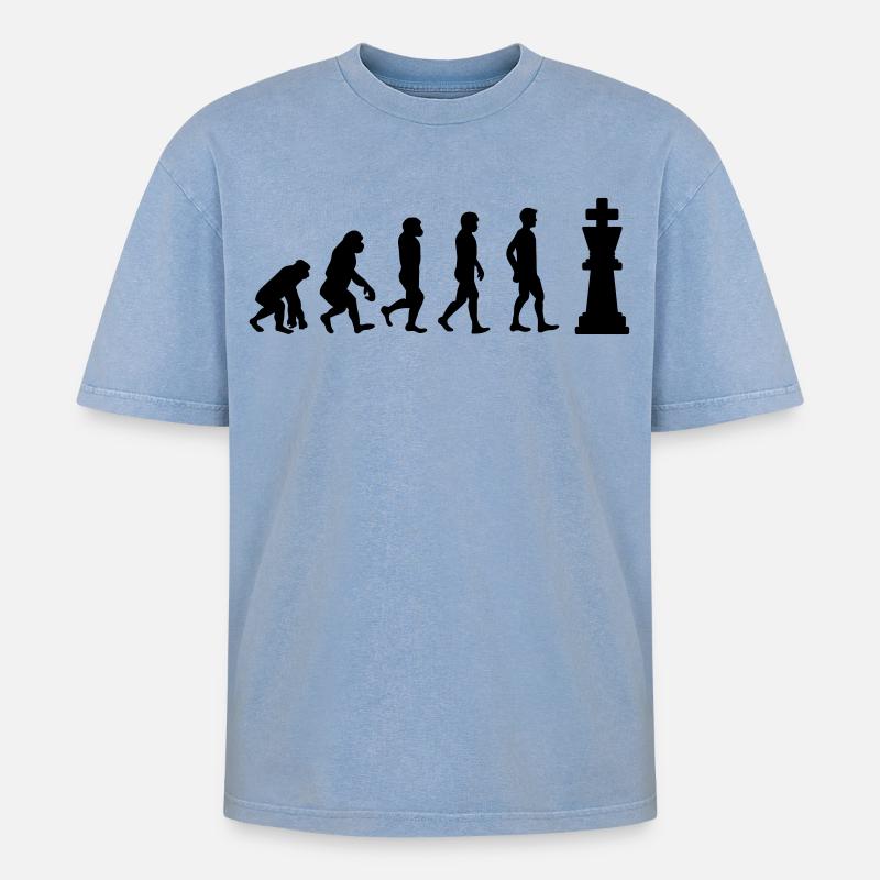 Chess evolution - Oversized Unisex Premium Acid-Washed T-Shirt - acid washed blue