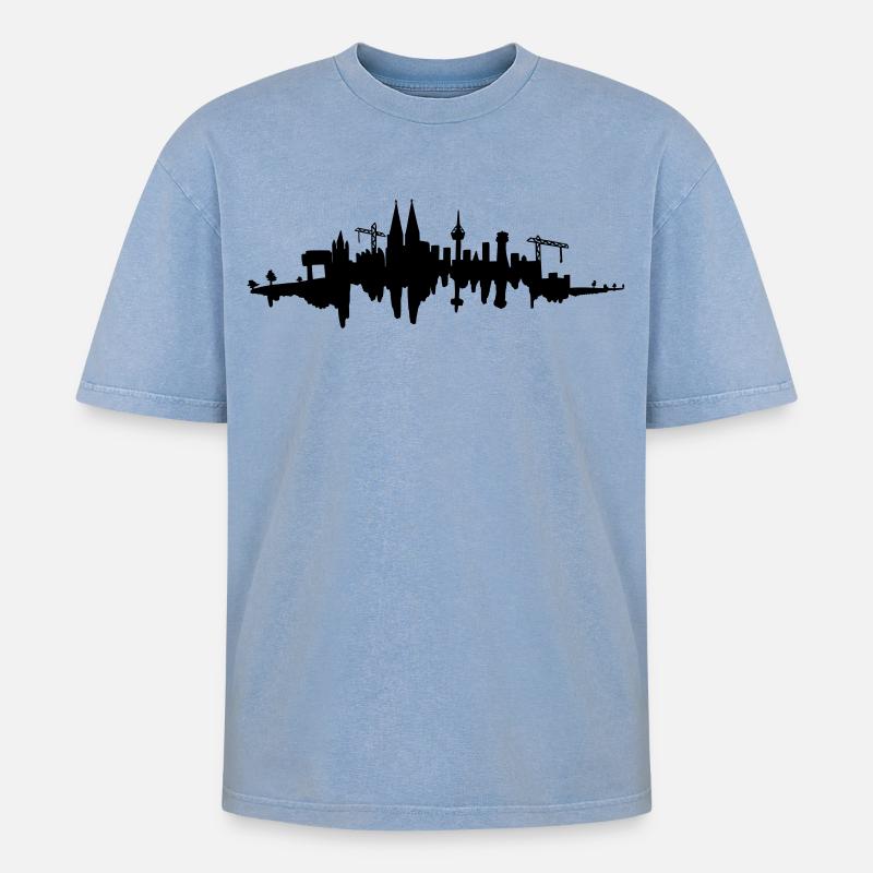 Horizon de Cologne - T-shirt Premium unisexe oversize acid-washed - bleu délavé acide