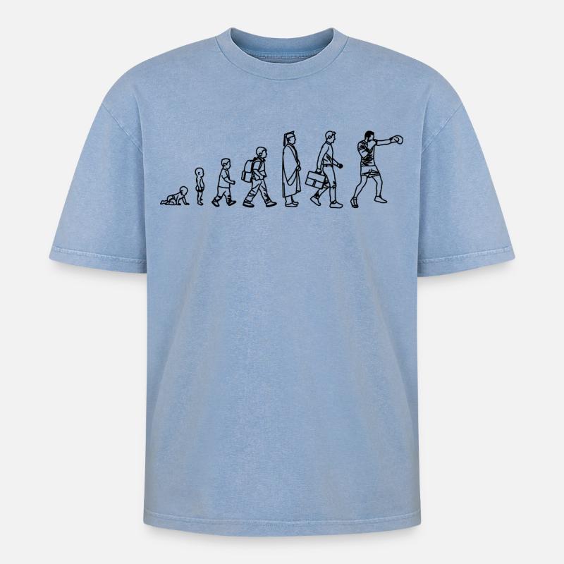 Évolution de la boxe - T-shirt Premium unisexe oversize acid-washed - bleu délavé acide