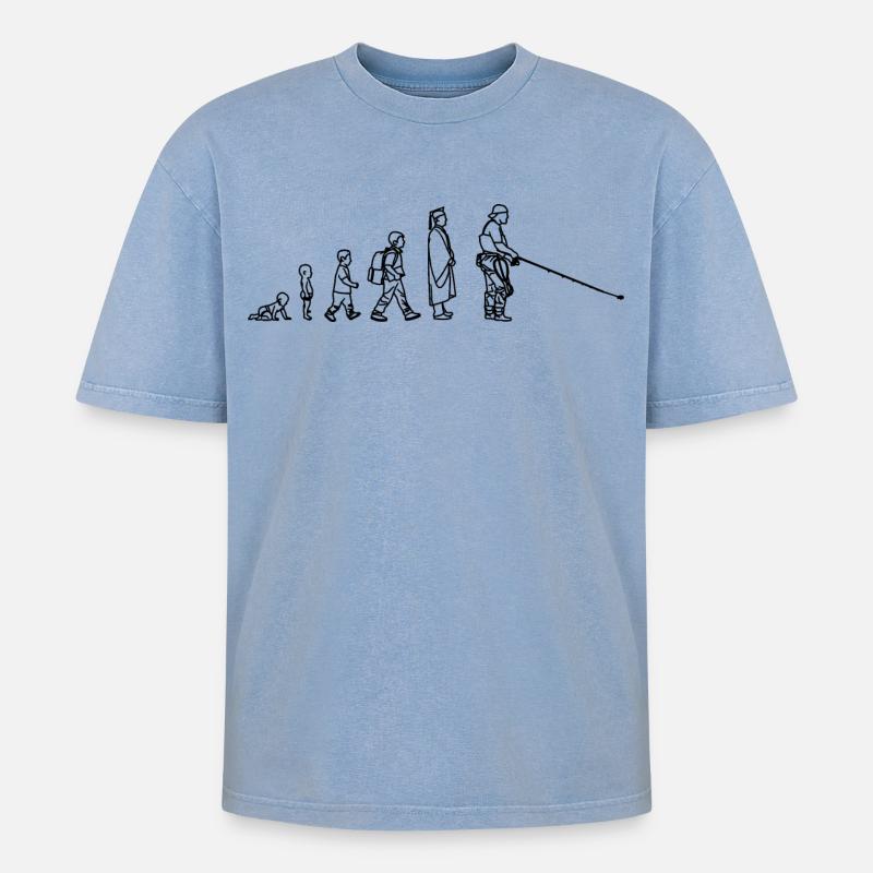 Évolution de Fischer - T-shirt Premium unisexe oversize acid-washed - bleu délavé acide