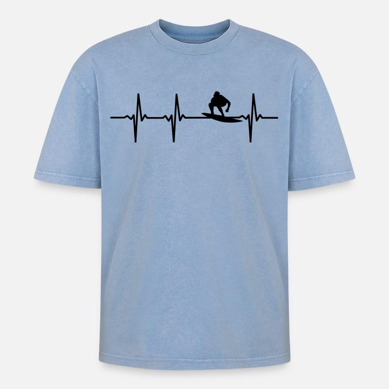 Surfeur ECG - T-shirt Premium unisexe oversize acid-washed - bleu délavé acide