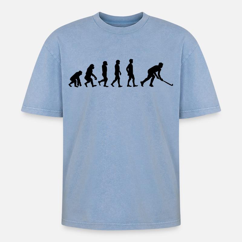 Evolution de floorball - T-shirt Premium unisexe oversize acid-washed - bleu délavé acide