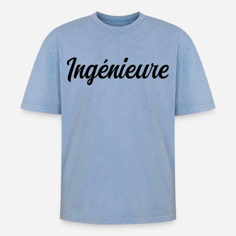 Technical Design Engineer Science Project - Oversized Unisex Premium Acid-Washed T-Shirt - acid washed blue