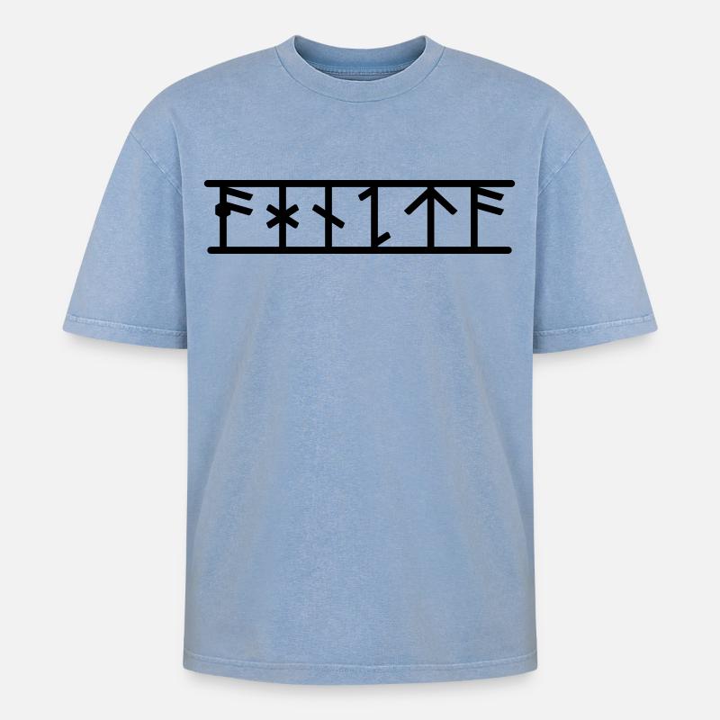Agneta - Oversized Unisex Premium Acid-Washed T-Shirt - Blau Acid Wash