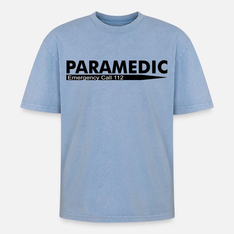 Appel d'urgence paramédical 112 - T-shirt Premium unisexe oversize acid-washed - bleu délavé acide