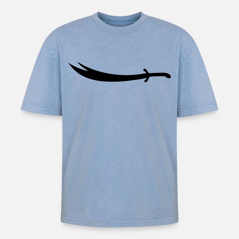 Ali Épée Zülfikar - T-shirt Premium unisexe oversize acid-washed - bleu délavé acide
