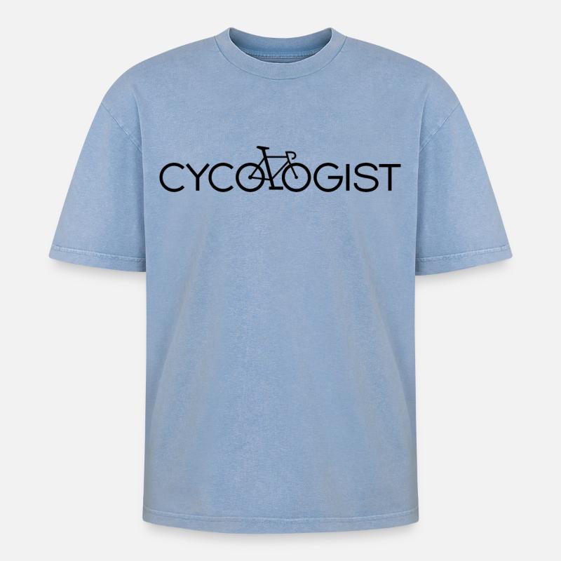Zykologe - Oversized Unisex Premium Acid-Washed T-Shirt - Blau Acid Wash