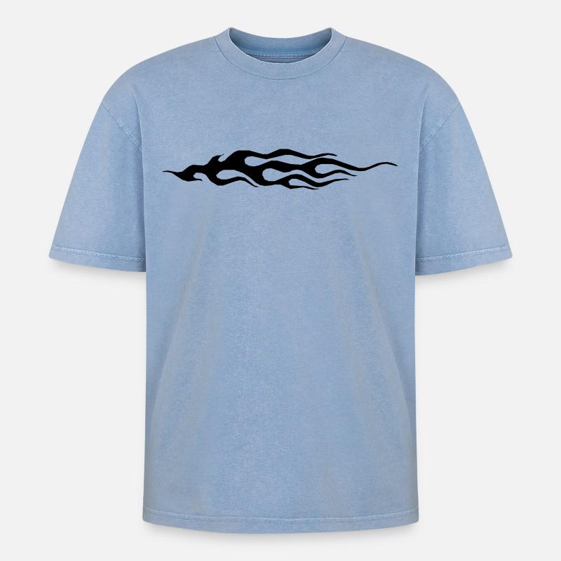 Flamme - T-shirt Premium unisexe oversize acid-washed - bleu délavé acide