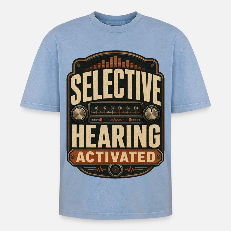 Activation de l’audition sélective - T-shirt Premium unisexe oversize acid-washed - bleu délavé acide