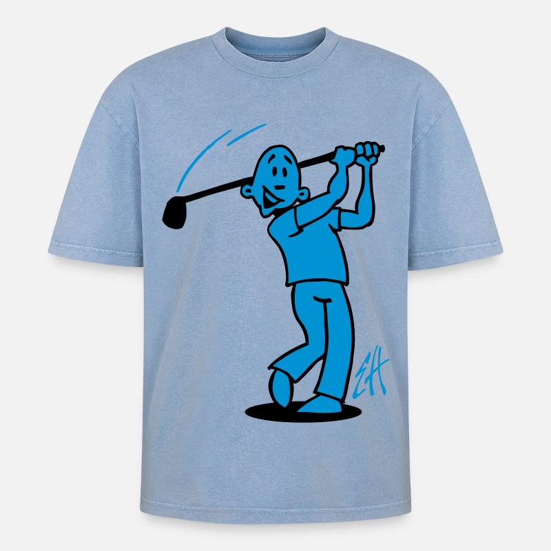 Golf - Oversized Unisex Premium Acid-Washed T-Shirt - Blau Acid Wash